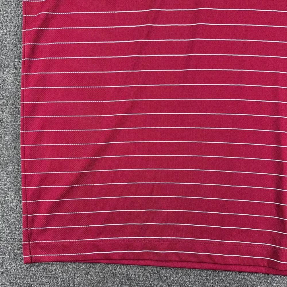 Nike Polo Shirt Mens L Large Red Striped Golf Short Sleeve Dri Fit 231584-642